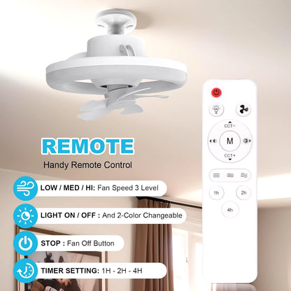 White 48W Ceiling Fan with Lights and Remote