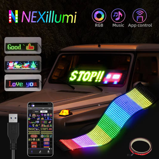 LED Matrix Pixel Panel ,USB 5V Flexible Addressable RGB Pattern Graffiti Scrolling Text Animation Display Car Shop,Bluetooth APP