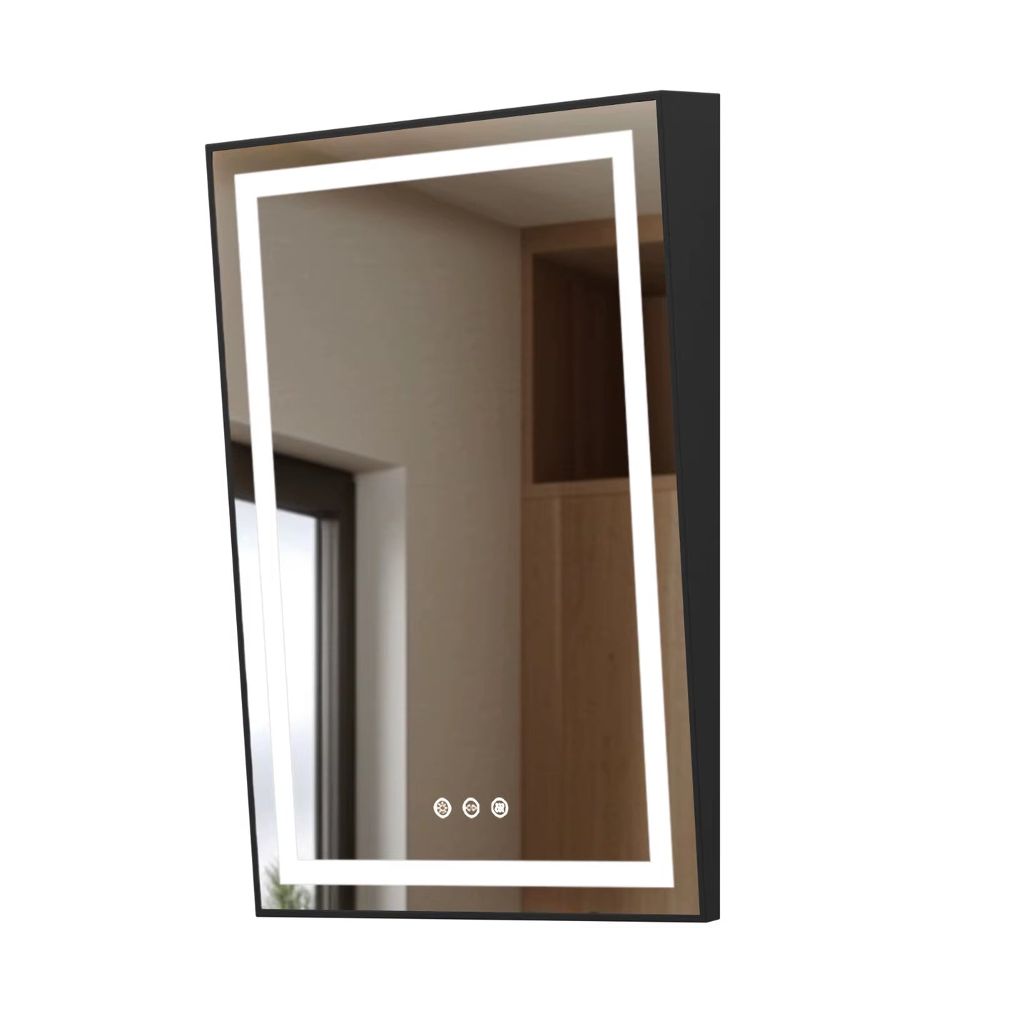 Black 24X36 Inch LED Illuminated Bathroom Mirror 